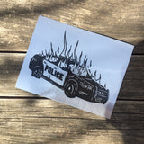 Burning Patrol Car sticker