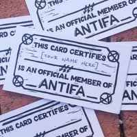 Official Antifa Membership Cards
